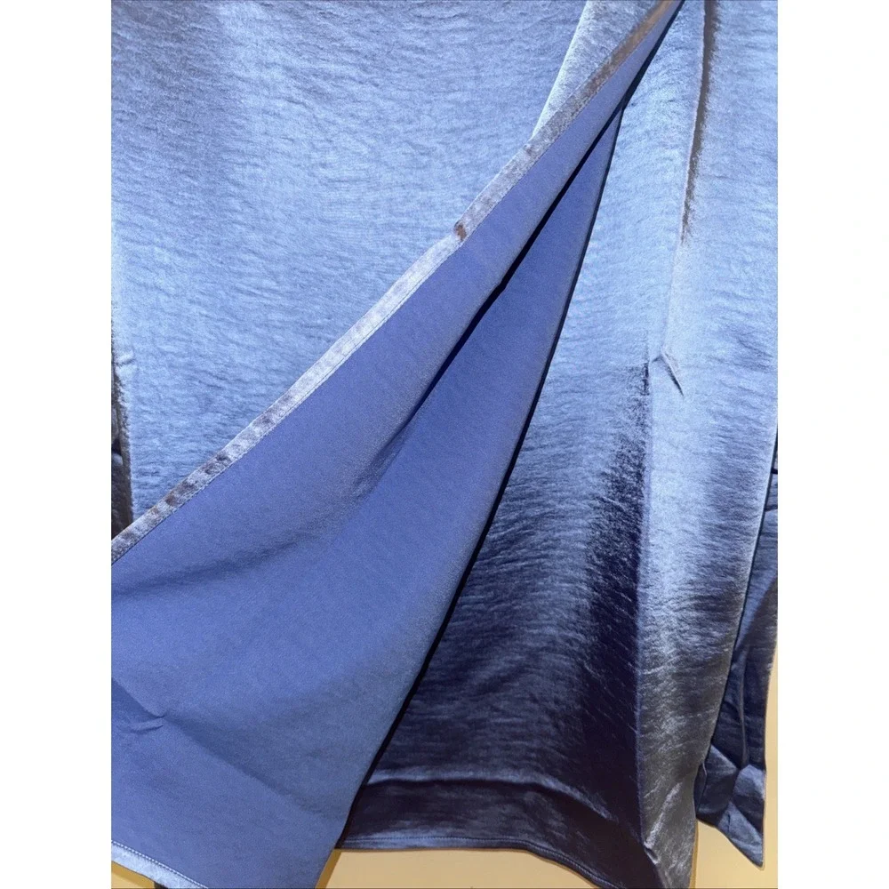 WILDFANG The Empower Wrap Skirt M Blue Satin Midi Luxe Boho Chic Length